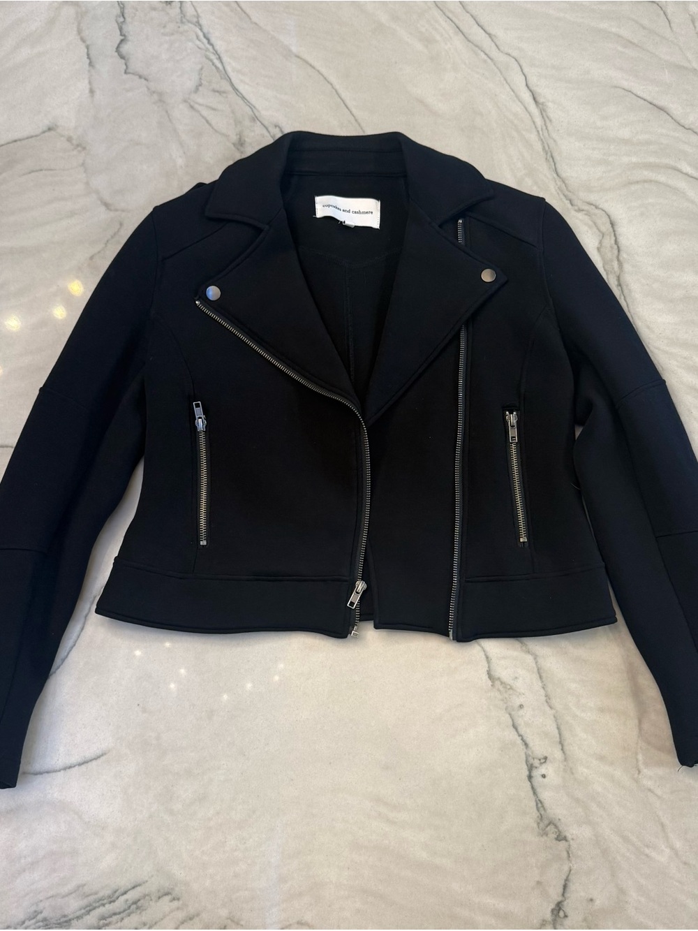 cupcakes & cashmere Black Women's Asymmetrical Zip Moto Jacket